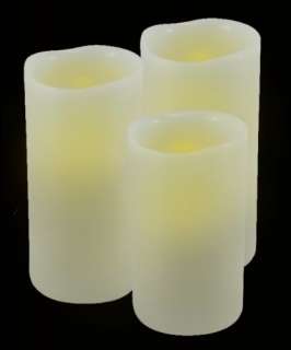 NEW Set of 3 Flameless Candle Pillar Vanilla with Melted Top and Timer 