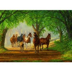   Cobble Hill Country Lane Horses Puzzle, 1000 pc, Most Endearing Image