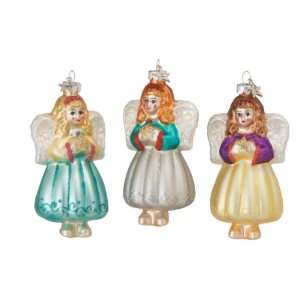  Pack of 6 Multi Colored Girl Angel Glass Christmas 