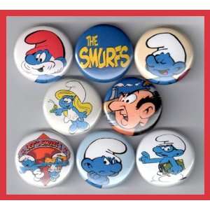 The Smurfs Set of 8   1 Inch Magnets