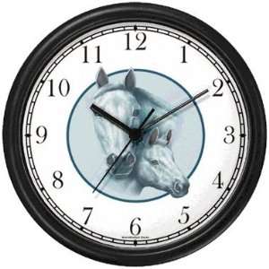  White Mare and Foal in Circle   JP   Horse Wall Clock by 