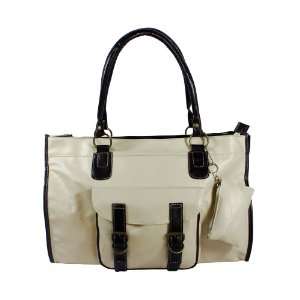   Double Handle Front Pocket Leatherette Satchel Bag Handbag Purse Baby