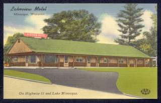 Vintage MINOCQUA WISCONSIN Lakeview Motel WI POSTCARD  