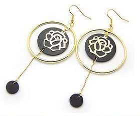 4444 New Fashion Jewelry Womens Gold Circle Roses Earring Stud 