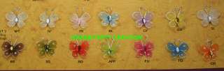 MINI Wire Tulle 1 BUTTERFLY with Glitter & Acrylic gem CHOOSE From 