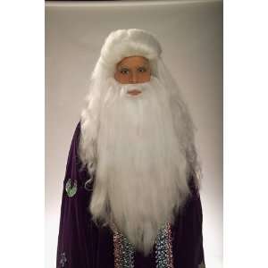  White Sorcerer Wig and Beard Adult Halloween Costume 