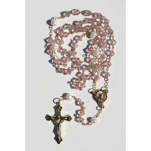  Vintage Rose Swarovski Crystal Rosary (gold) Jewelry