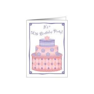 Whimsical Cake 50th Birthday Invitation Card