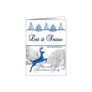  For a Friend and His Family at Christmas Let it Snow Card 