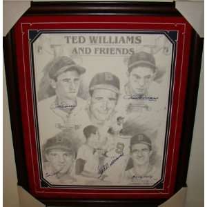 Ted Williams +4 SIGNED SUEDE Framed LITHO LE JSA   New Arrivals