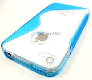 FOR IPHONE 4S 4 S SHAPE BLUE CLEAR TPU SOFT SKIN COVER CASE SPRINT 