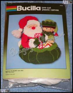   SANTA & HIS HELPER Elf Christmas Mail Bag Plastic Canvas Christmas Kit