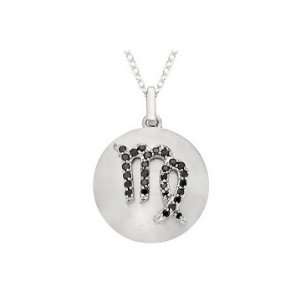   Carat Black Diamond Sterling Silver Virgo Pendant w/ Chain Jewelry