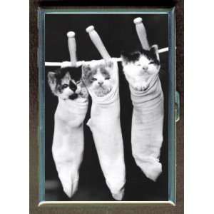 KL KITTENS IN STOCKINGS CUTE CATS ID CREDIT CARD WALLET CIGARETTE CASE 