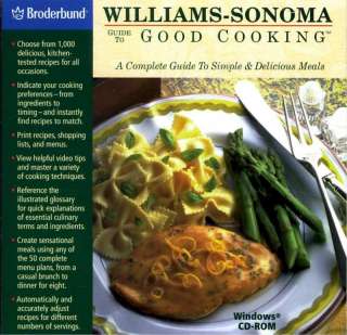 New PC Software WILLIAMS SONOMA GUIDE TO GOOD COOKING  