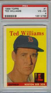 1958 Topps #1 Ted WILLIAMS (Red Sox) PSA 4 VG/EX  