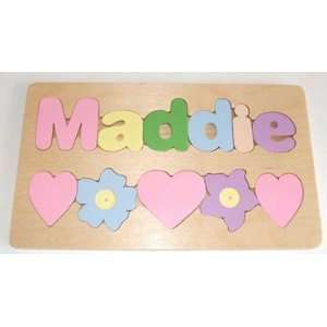  Hearts and Flowers Wooden Name Puzzle Toys & Games