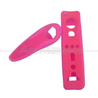 Pink Silicone Case Skin Cover for Wii Remote &Nunchuk  