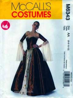   Pattern M6343 Womens Renaissance Costume 6 12 Gown dress corset 6343