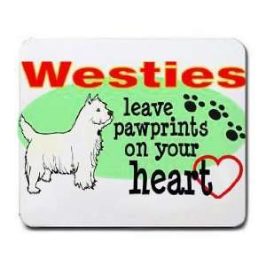  Westies Leave Paw Prints on your Heart Mousepad Office 