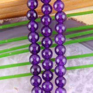 6MM Purple Jade Round Loose Beads Gemstone 15.5 B002  