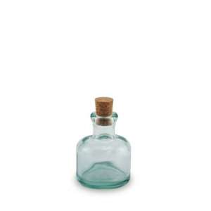  Mini Corked Oval Clear Green Recycled Glass Bottle with Cork 