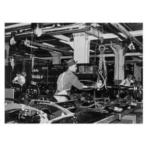 Highland Park Chassis Assembly Line, 1947 Giclee Poster Print, 32x24