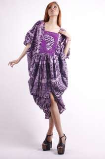 Vtg 70s Hippie Ethnic Tie Dye African COCOON Dress OS  