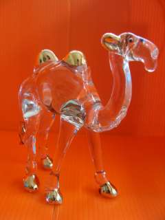 Hand Blown Glass Camel,18K Gold Painted,OTOP Thailand  