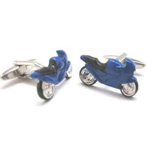  Blue Bullet Bike Racer Cufflinks Cuff Links Motorcylce C1 