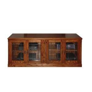  Mission Style Glass Doored TV Console 66W Coffee Alder 