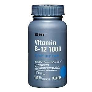  GNC Vitamin B 12 1000, Vegetarian Tablets, 100 ea Health 