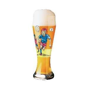 Weizen Beer Glass, Footballers, Designer Color Enamel w/ Matching 