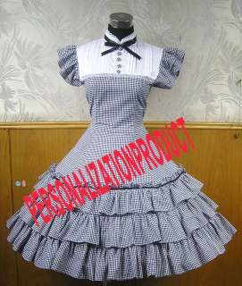   Lolita Stunning Necktie Black/white Gingham knee length Dress  