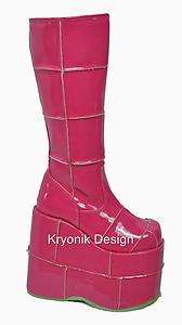 Demonia boots Stack 301 goth cyber pink pat womens 12  