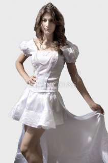 Sexy White Queen Alice Fancy Lace Up Dress Costume Set  