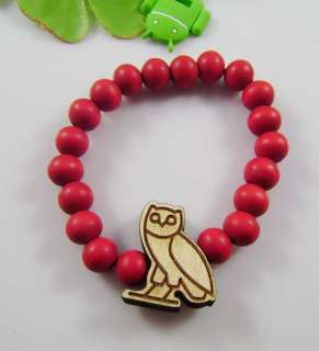 Owl Pendant Good Wood Beads Rosary Bracelet,tank,black,brown,red 