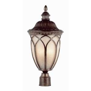   5712 BR Three Light Outdoor Small Post, Brown Finish