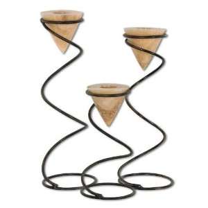  UT17041   Onyx Candlecups with Twisted Metal Stands   Set 
