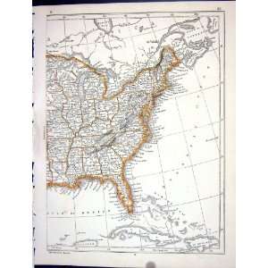   Map 1853 America Florida Alabama Atlantic Ocean
