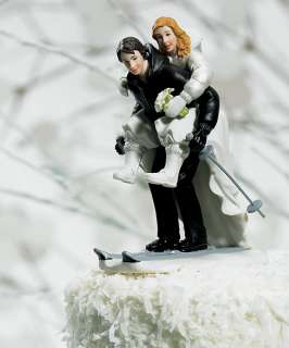 Winter Skiing Couple Porcelain Sports Theme Wedding Bride and Groom 