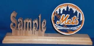 Wooden Hand Crafted Personalized Name Plaque Sign &FREE New York Mets 