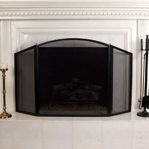  Danner Three Panel Fireplace Screen   Black Powder Coat 