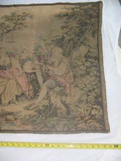 Antique EUROPEAN FRENCH TAPESTRY WALL HANGING Outdoor Garden Scene 59 