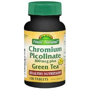   Picolinate 800 mcg Plus Green Tea Dietary Supplement Tablets, 100 ea