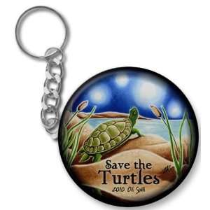 SAVE THE TURTLES Original Art bp Oil Spill Relief 2.25 inch Button 