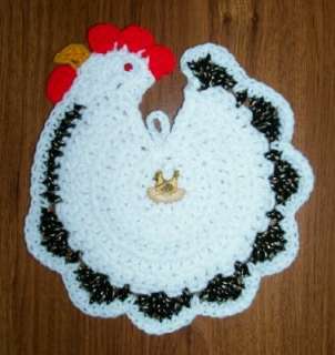 CHICKEN POTHOLDER Crochet NEW Rooster, Choice of Colors  