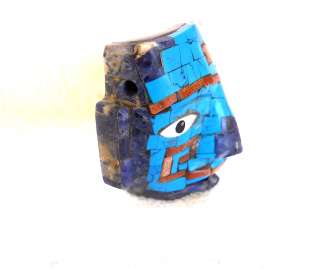 Handmade Aztec death & life pendant~Encrusted obsidan  
