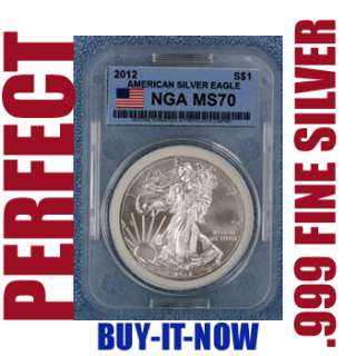 2012 AMERICAN SILVER EAGLE DOLLAR PERFECT .999 FINE SILVER US COIN 