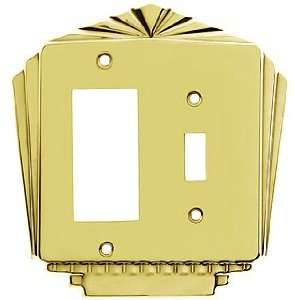   Plates. Stamped Brass Deco Style Split Function GFI/Toggle Cover Plate
